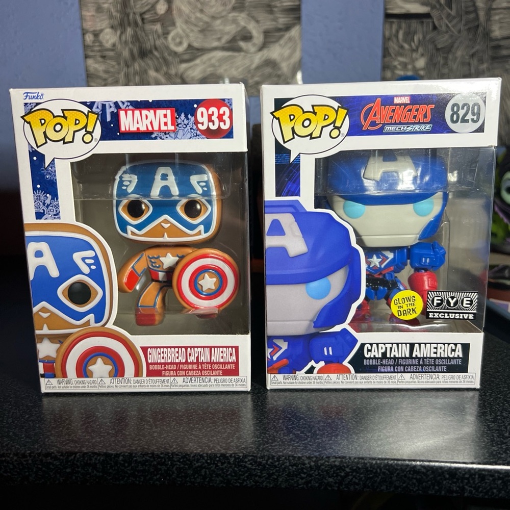 Funko Pop! Vinyl Marvel Captain Americas #829 (FYE Exclusive) and #933